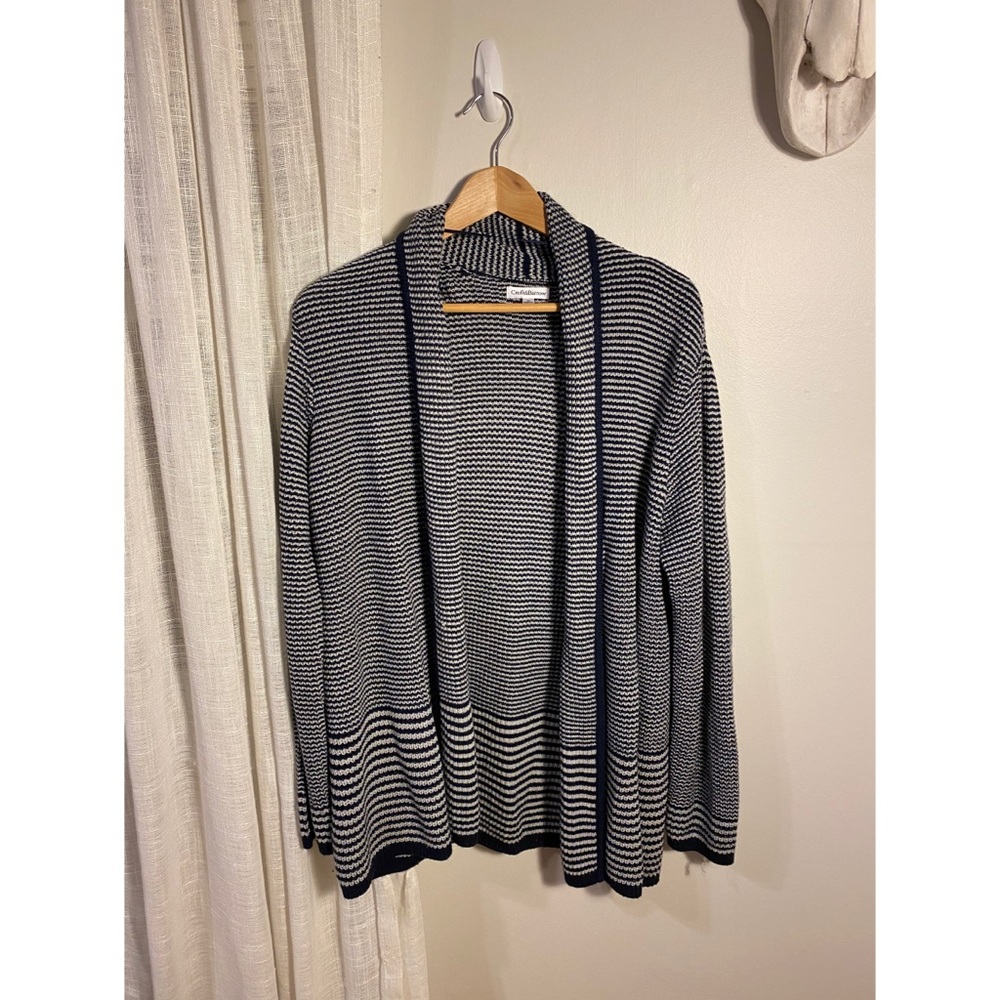 Navy Blue and White Cardigan